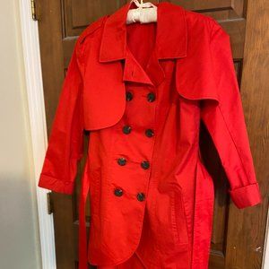 Cabi 334 Convertible Poppy Red 3 In 1 Belted Trench Vest Coat Size 12